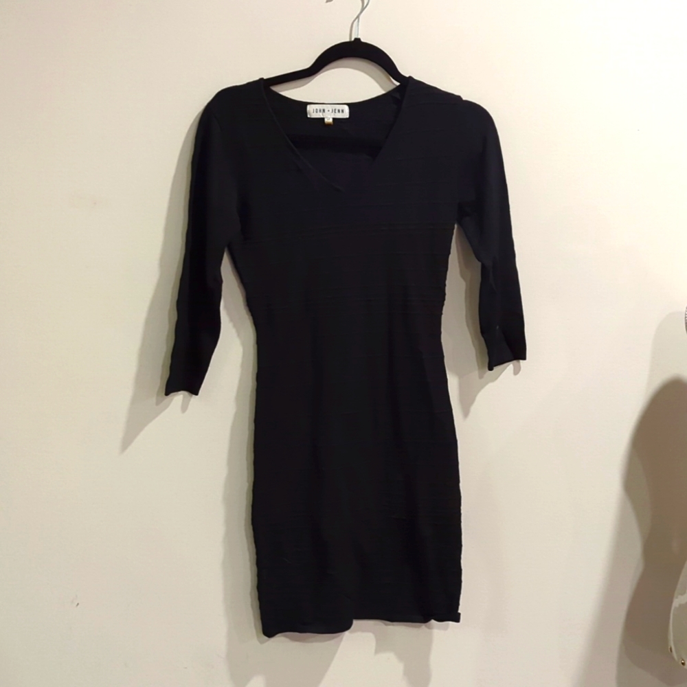 John + Jenn Bodycon Sweater Little Black Long Sleeve Dress